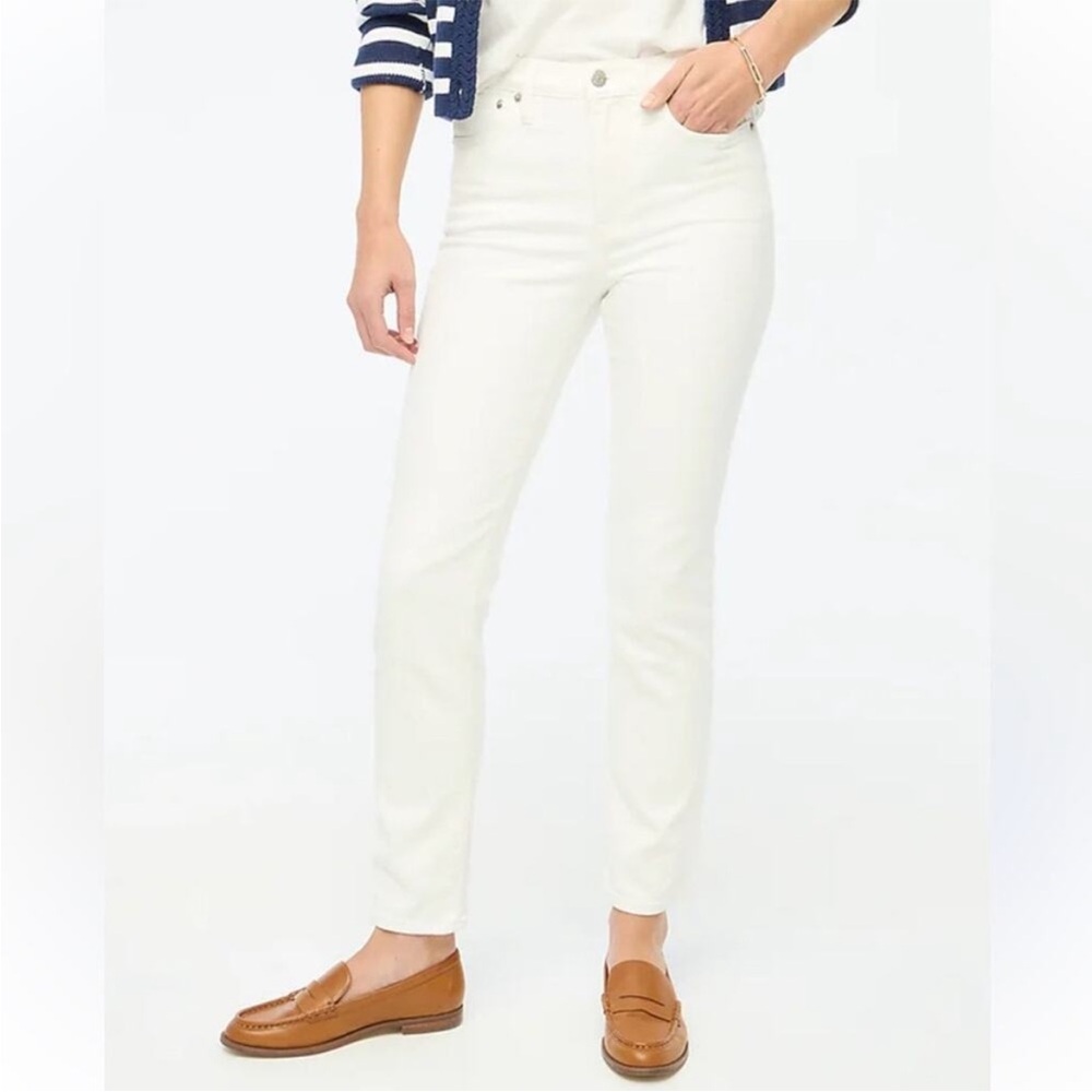 NWT J Crew Petite Essential Straight Jean White All Day Stretch Size 25P